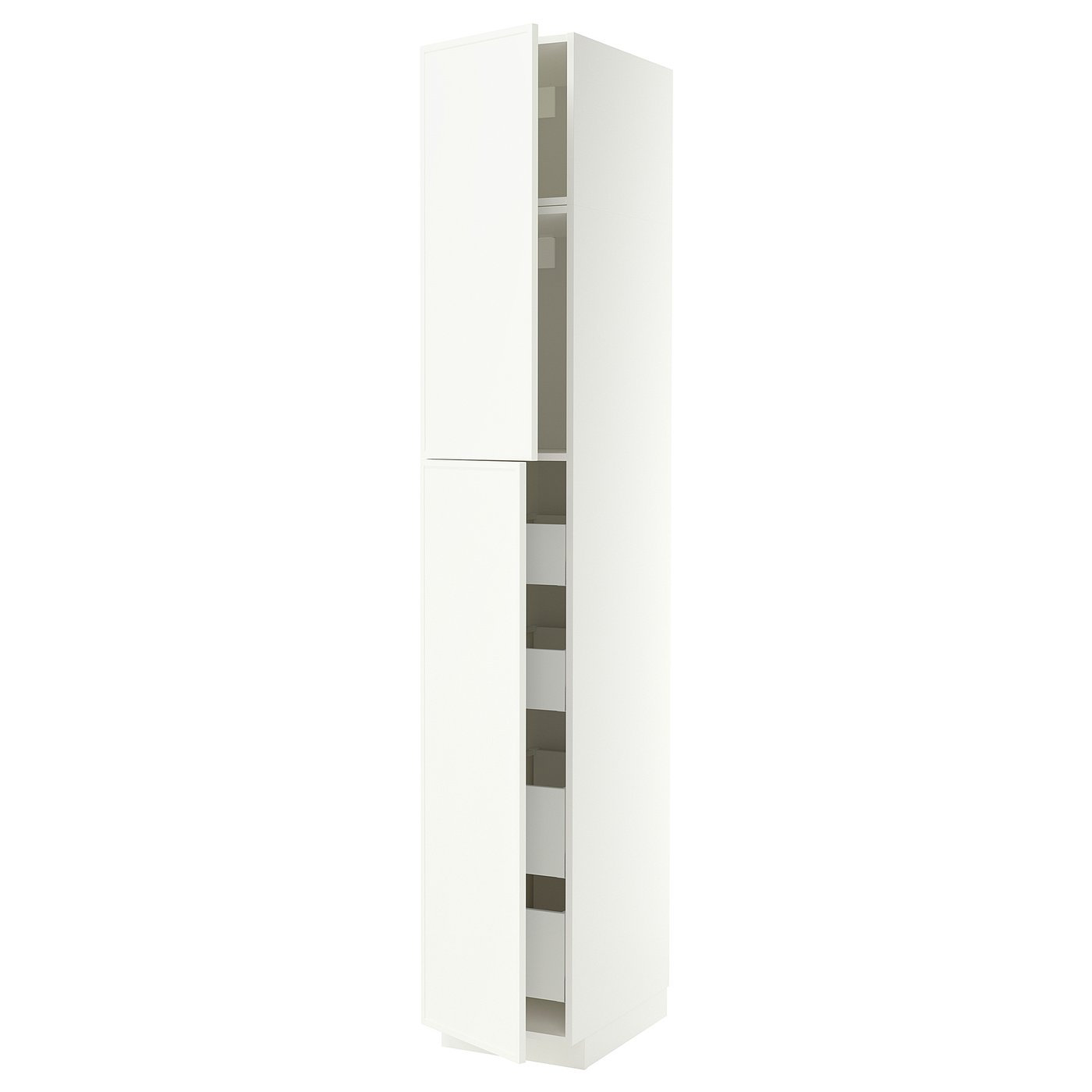 METOD / MAXIMERA hi cab w 2 doors/4 drawers, white/Aspudden matt white, 40x60x240 cm