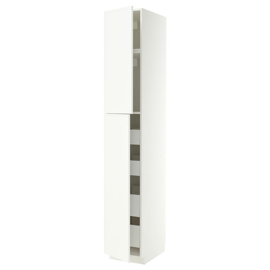 METOD / MAXIMERA hi cab w 2 doors/4 drawers, white/Aspudden matt white, 40x60x240 cm