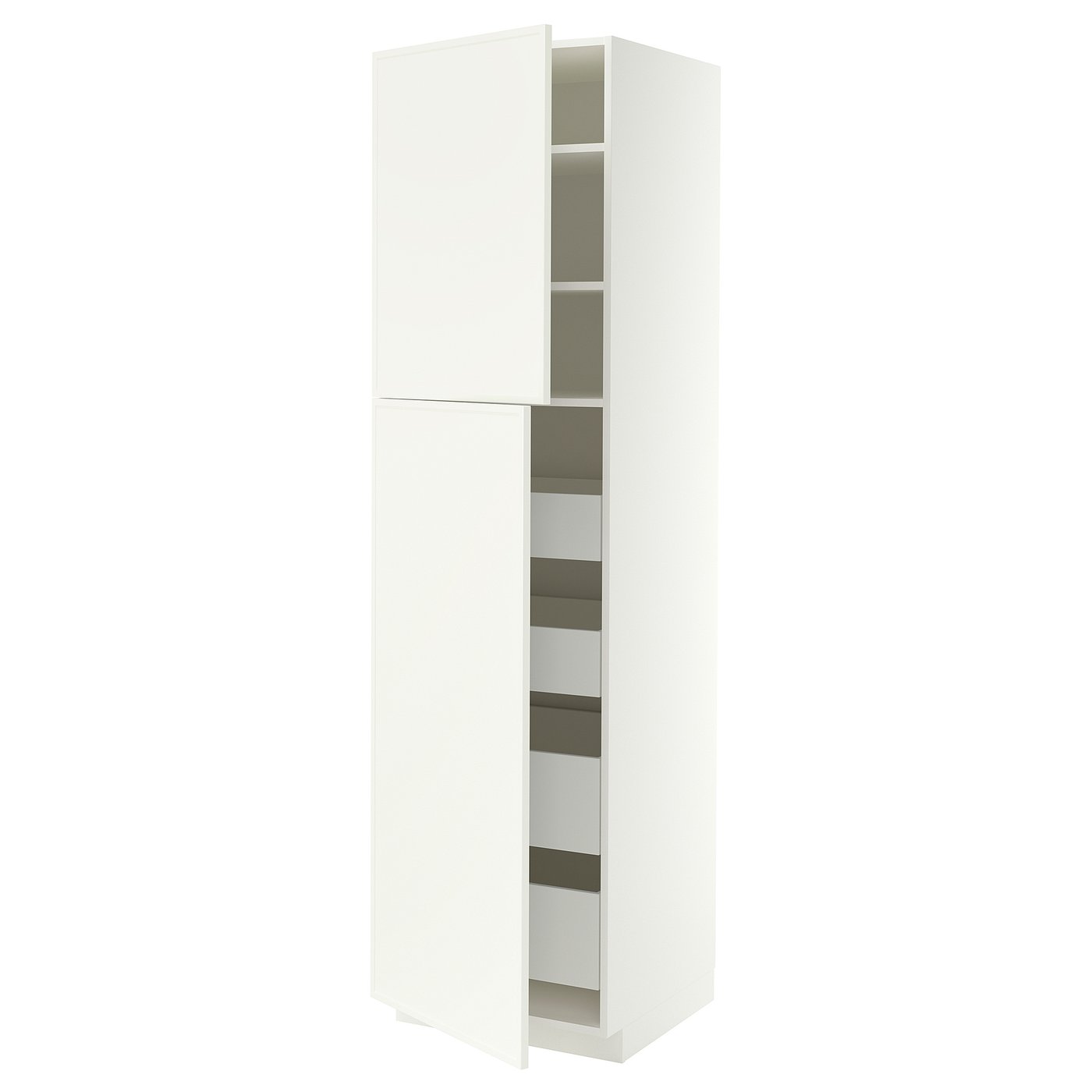 METOD / MAXIMERA hi cab w 2 doors/4 drawers, white/Aspudden matt white, 60x60x220 cm