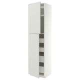 METOD / MAXIMERA hi cab w 2 doors/4 drawers, white/Aspudden light grey, 60x60x240 cm
