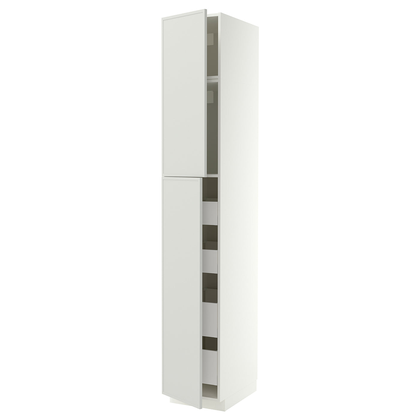 METOD / MAXIMERA hi cab w 2 doors/4 drawers, white/Aspudden light grey, 40x60x240 cm