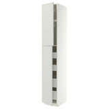METOD / MAXIMERA hi cab w 2 doors/4 drawers, white/Aspudden light grey, 40x60x240 cm