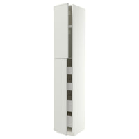 METOD / MAXIMERA hi cab w 2 doors/4 drawers, white/Aspudden light grey, 40x60x240 cm
