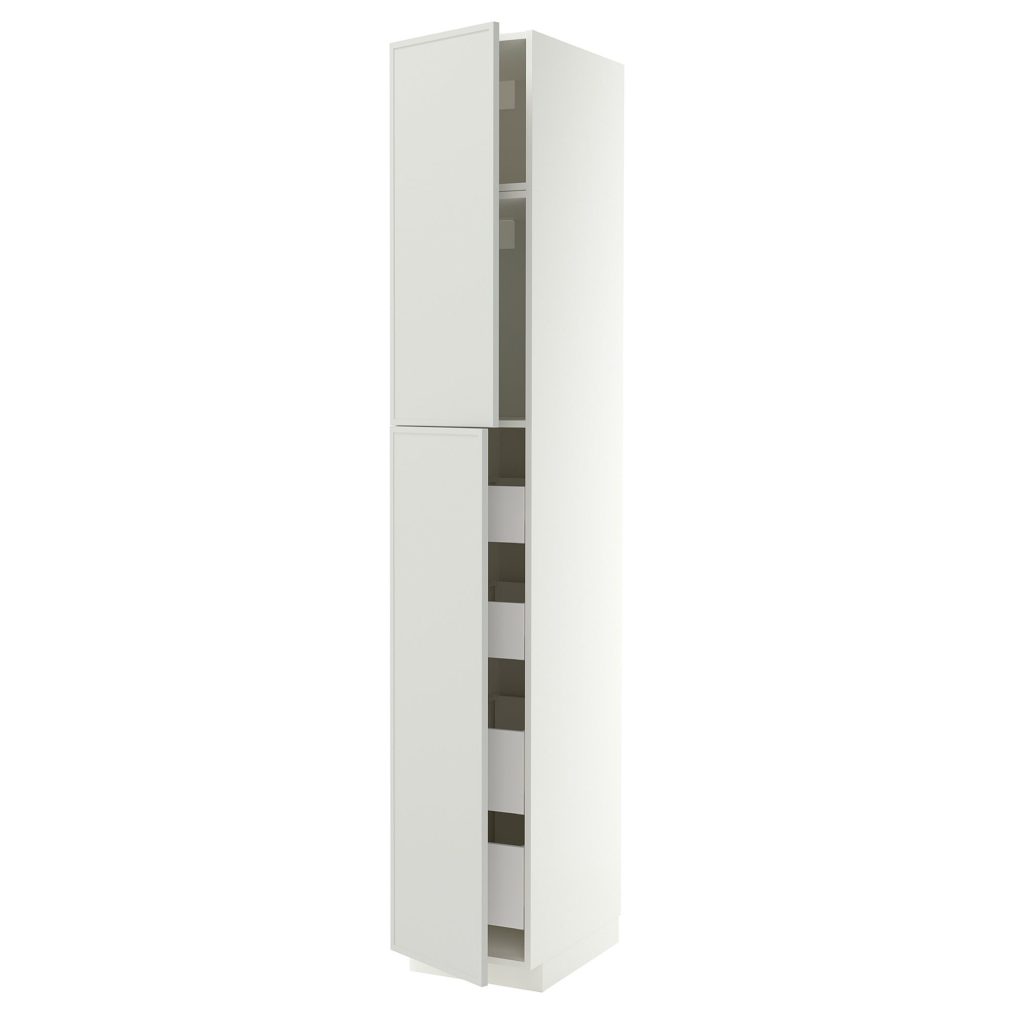 METOD / MAXIMERA hi cab w 2 doors/4 drawers, white/Aspudden light grey, 40x60x240 cm