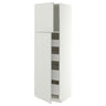 METOD / MAXIMERA hi cab w 2 doors/4 drawers, white/Aspudden light grey, 60x60x200 cm