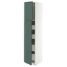 METOD / MAXIMERA hi cab w 2 doors/4 drawers, white/Aspudden dark grey-green, 40x60x200 cm