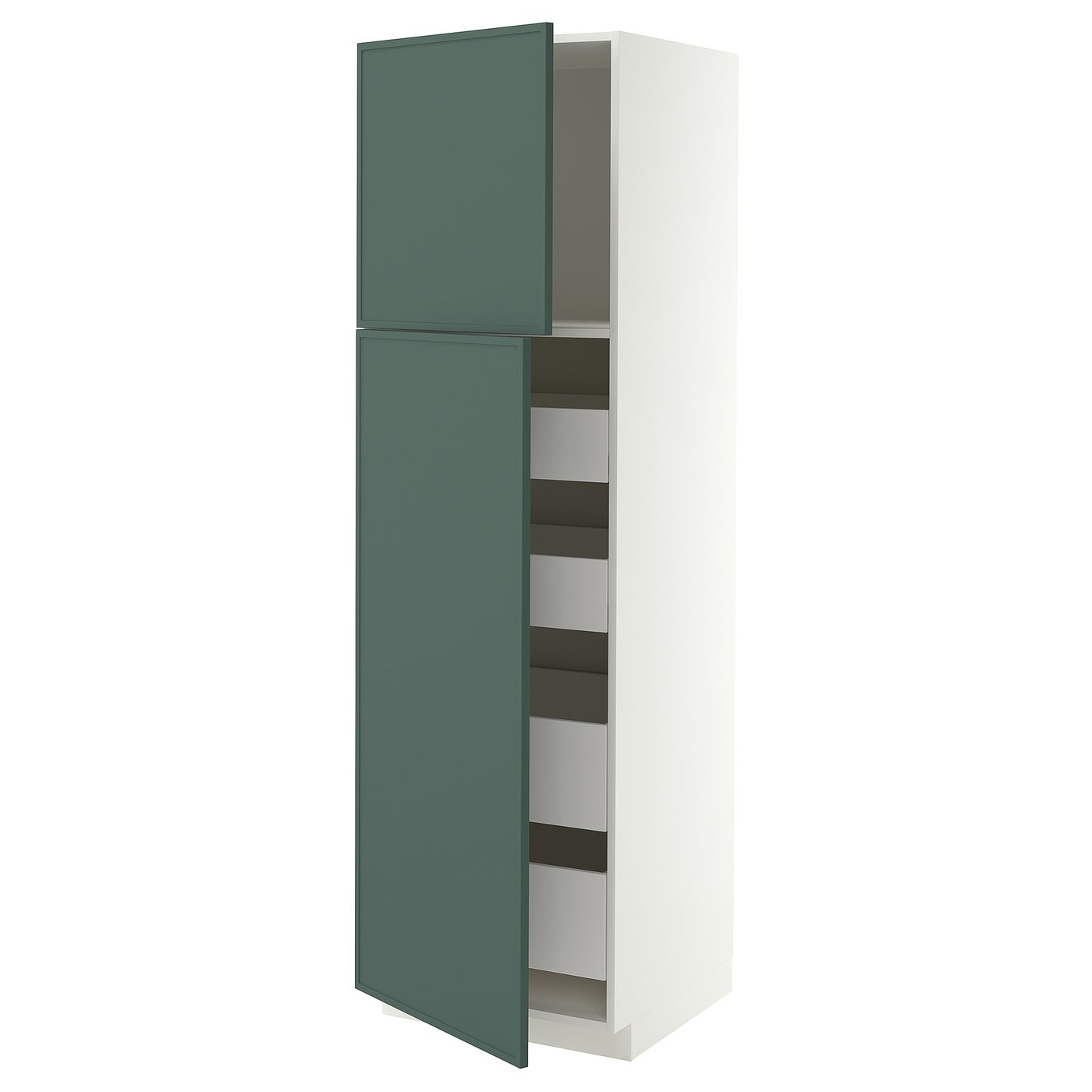 METOD / MAXIMERA hi cab w 2 doors/4 drawers, white/Aspudden dark grey-green, 60x60x200 cm