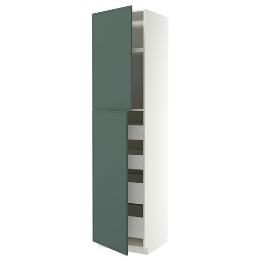 METOD / MAXIMERA hi cab w 2 doors/4 drawers, white/Aspudden dark grey-green, 60x60x240 cm