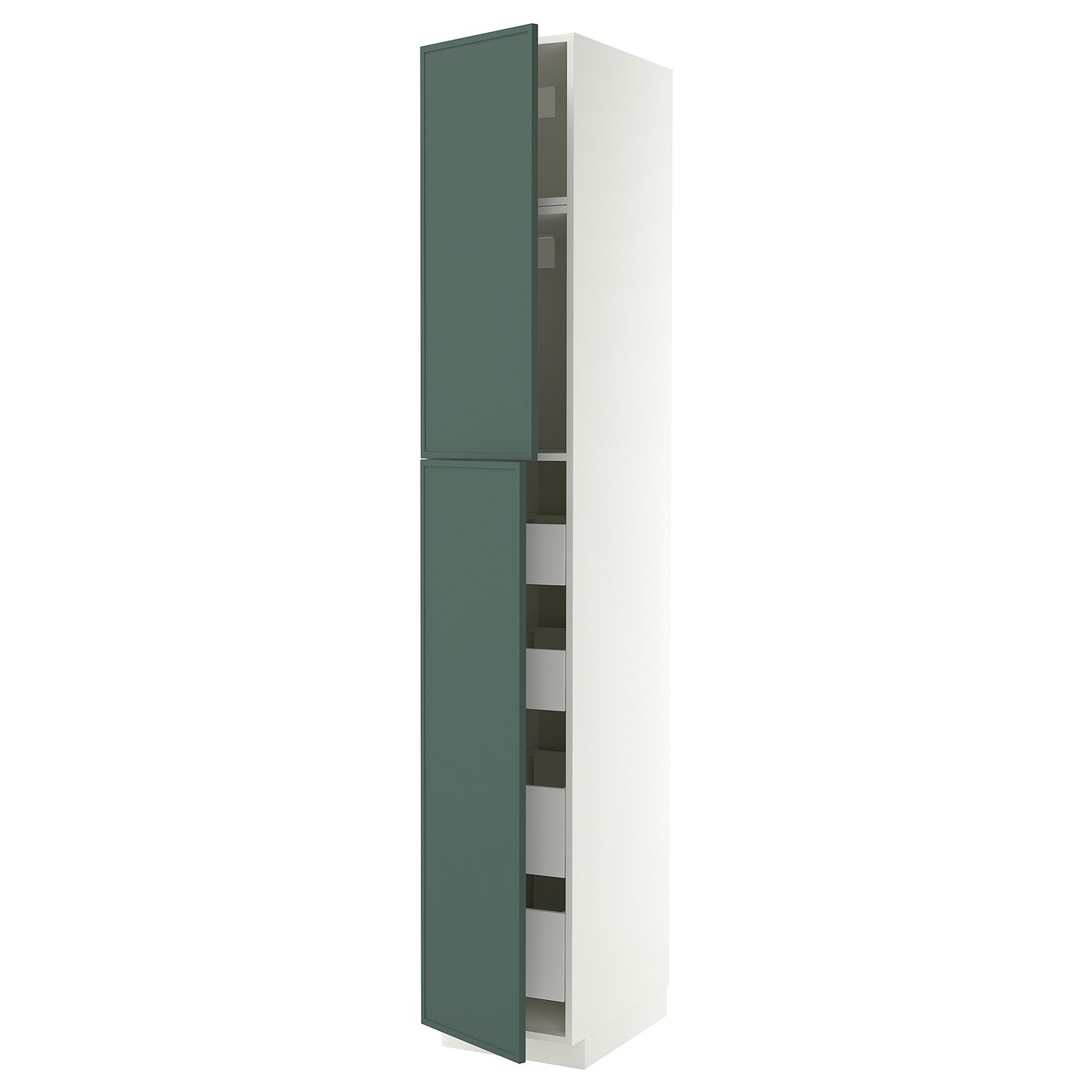 METOD / MAXIMERA hi cab w 2 doors/4 drawers, white/Aspudden dark grey-green, 40x60x240 cm
