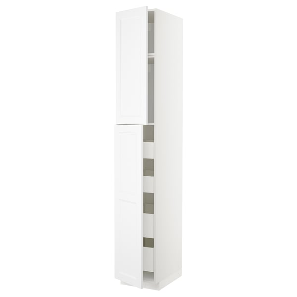 METOD / MAXIMERA hi cab w 2 doors/4 drawers, white/Axstad matt white, 40x60x240 cm