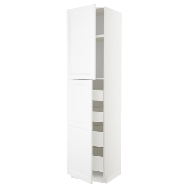 METOD / MAXIMERA - METOD / MAXIMERA Hi cab w 2 doors/4 drawers, white/Axstad matt white, 60x60x240 cm