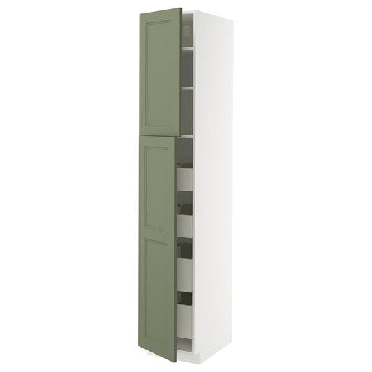 Ikea METOD / MAXIMERA - Tall cabinet with 2 doors/4 drawers, white/Axstad gray-green,40x60x220 cm