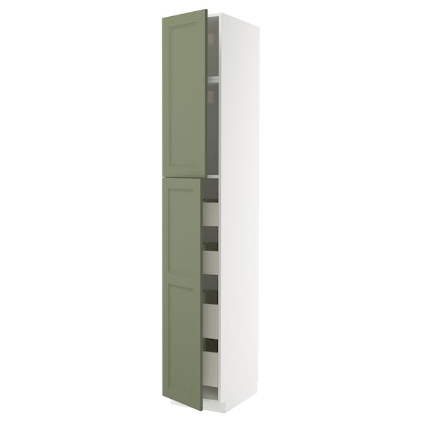 Ikea METOD / MAXIMERA - Tall cabinet with 2 doors/4 drawers, white/Axstad gray-green,40x60x240 cm