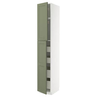 METOD / MAXIMERA hi cab w 2 doors/4 drawers, white/Axstad grey-green, 40x60x240 cm
