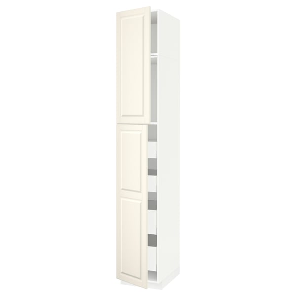 METOD / MAXIMERA - Hi cab w 2 doors/4 drawers, white/Bodbyn off-white , 40x60x240 cm