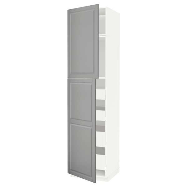 METOD / MAXIMERA - METOD / MAXIMERA Hi cab w 2 doors/4 drawers, white/Bodbyn grey, 60x60x240 cm