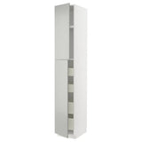 METOD / MAXIMERA hi cab w 2 doors/4 drawers, white/Havstorp light grey, 40x60x240 cm