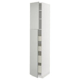METOD / MAXIMERA hi cab w 2 doors/4 drawers, white/Havstorp light grey, 40x60x220 cm
