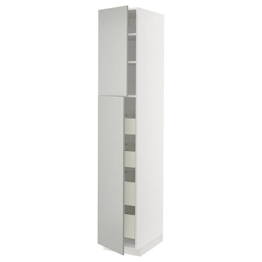 Ikea METOD / MAXIMERA - Hi cab w 2 doors/4 drawers, white/Havstorp light grey, 40x60x220 cm