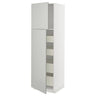 METOD / MAXIMERA hi cab w 2 doors/4 drawers, white/Havstorp light grey, 60x60x200 cm