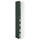 METOD / MAXIMERA hi cab w 2 doors/4 drawers, white/Havstorp deep green, 40x60x240 cm