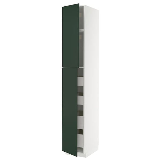 Ikea METOD / MAXIMERA - Hi cab w 2 doors/4 drawers, white/Havstorp deep green, 40x60x240 cm