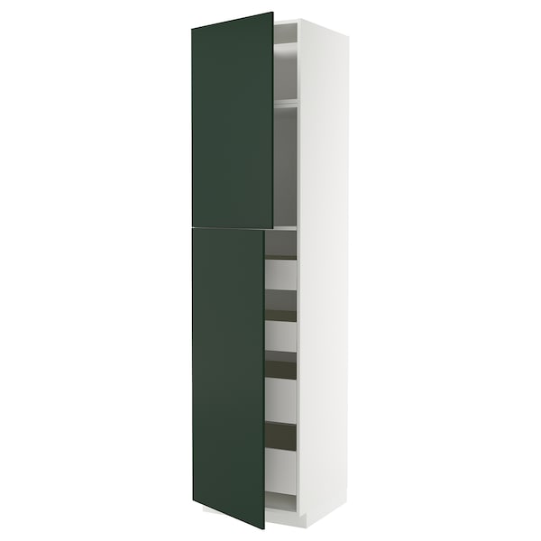 METOD / MAXIMERA - Hi cab w 2 doors/4 drawers, white/Havstorp deep green, 60x60x240 cm