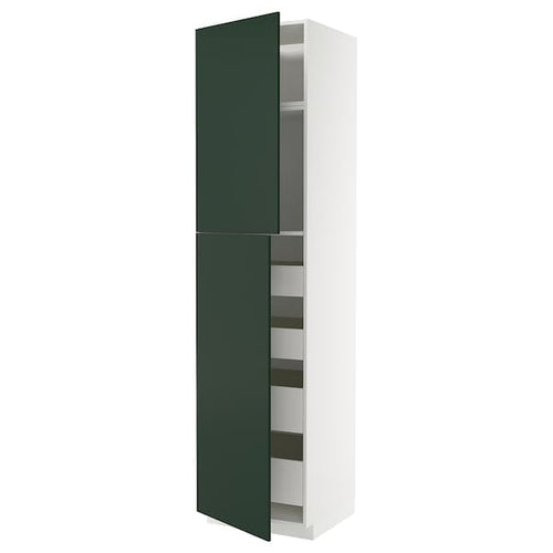 METOD / MAXIMERA hi cab w 2 doors/4 drawers, white/Havstorp deep green, 60x60x240 cm