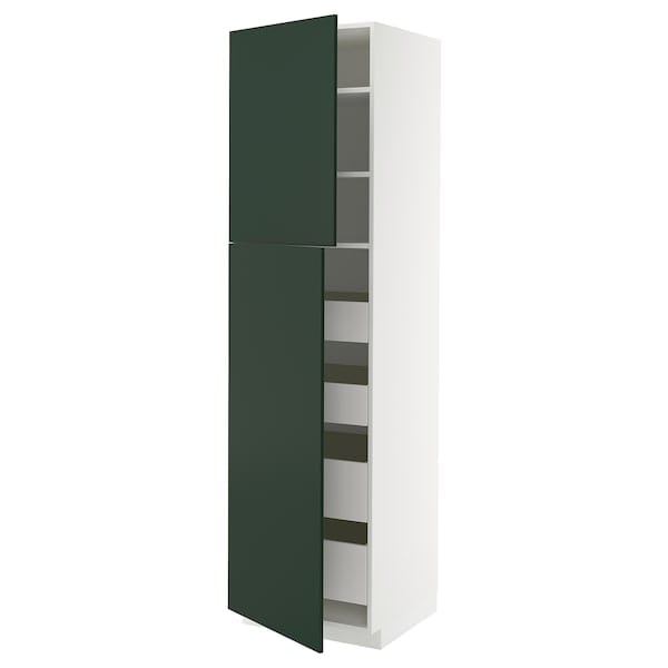 Ikea METOD / MAXIMERA - Hi cab w 2 doors/4 drawers, white/Havstorp deep green, 60x60x220 cm