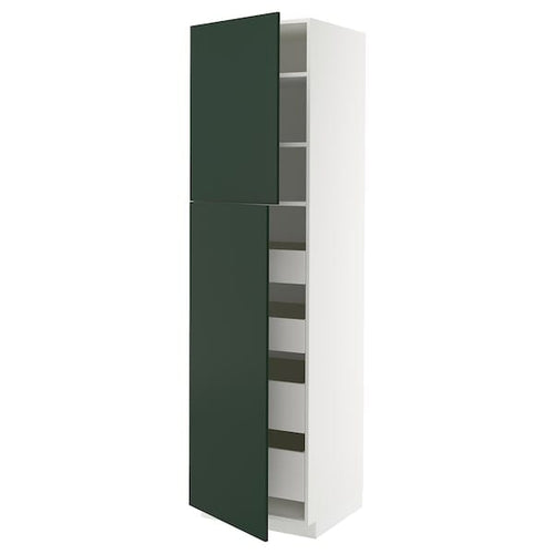 METOD / MAXIMERA hi cab w 2 doors/4 drawers, white/Havstorp deep green, 60x60x220 cm