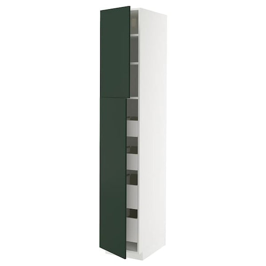 Ikea METOD / MAXIMERA - Hi cab w 2 doors/4 drawers, white/Havstorp deep green, 40x60x220 cm