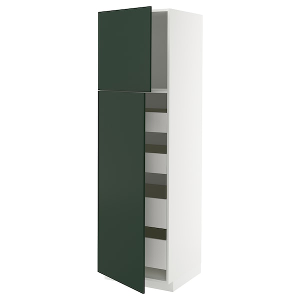 METOD / MAXIMERA - Hi cab w 2 doors/4 drawers, white/Havstorp deep green, 60x60x200 cm