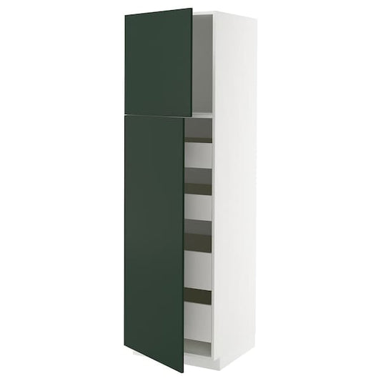 Ikea METOD / MAXIMERA - Hi cab w 2 doors/4 drawers, white/Havstorp deep green, 60x60x200 cm