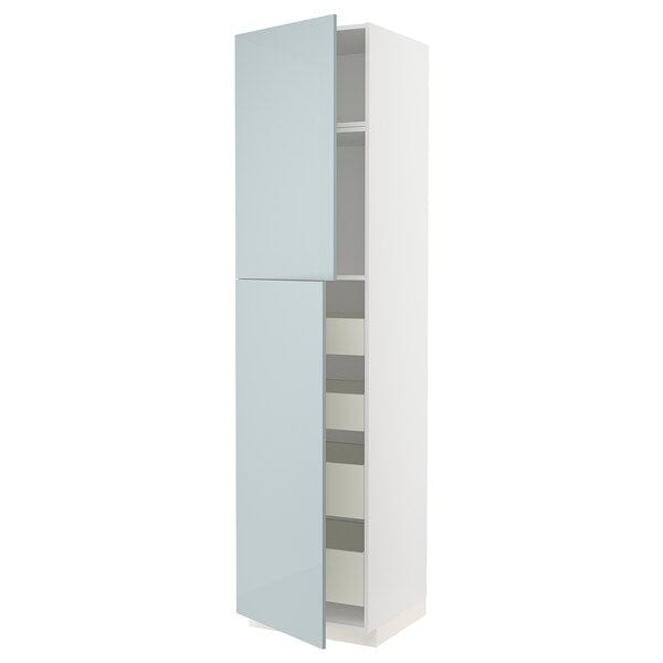 Ikea METOD / MAXIMERA - Hi cab w 2 doors/4 drawers, white/Kallarp light grey-blue, 60x60x240 cm