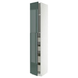 METOD / MAXIMERA hi cab w 2 doors/4 drawers, white/Kallarp high-gloss dark grey-green, 40x60x240 cm