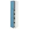 METOD / MAXIMERA hi cab w 2 doors/4 drawers, white/Lerhyttan blue, 40x60x200 cm