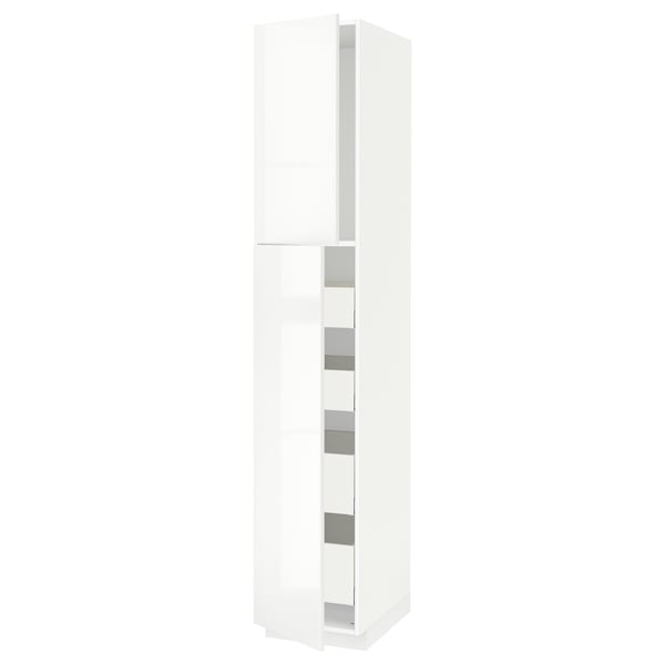 METOD / MAXIMERA hi cab w 2 doors/4 drawers, white/Ringhult white, 40x60x220 cm