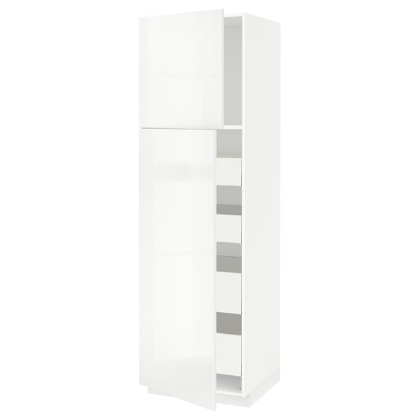 METOD / MAXIMERA hi cab w 2 doors/4 drawers, white/Ringhult white, 60x60x200 cm