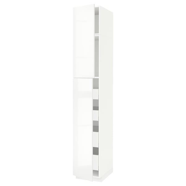 METOD / MAXIMERA hi cab w 2 doors/4 drawers, white/Ringhult white, 40x60x240 cm