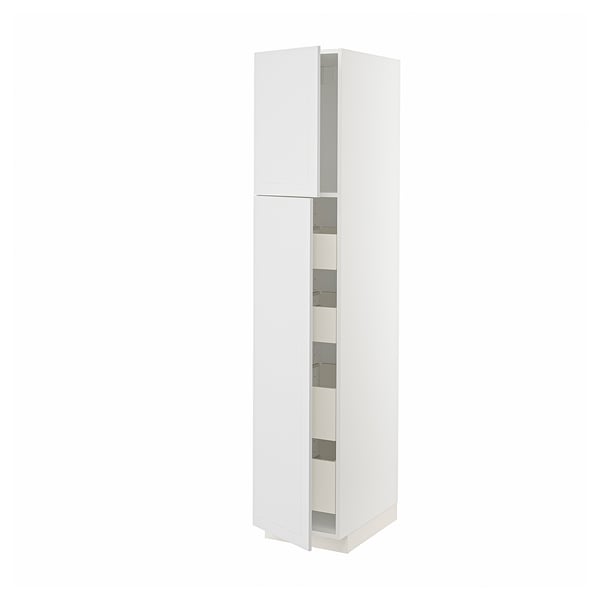 METOD / MAXIMERA hi cab w 2 doors/4 drawers, white/Stensund white, 40x60x200 cm