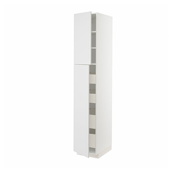 METOD / MAXIMERA hi cab w 2 doors/4 drawers, white/Stensund white, 40x60x220 cm