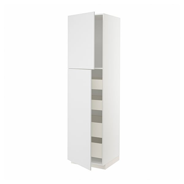 METOD / MAXIMERA hi cab w 2 doors/4 drawers, white/Stensund white, 60x60x220 cm