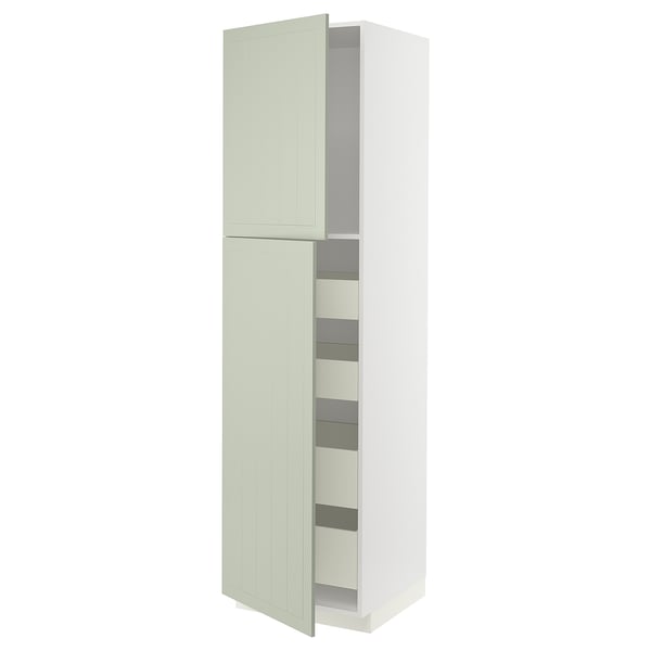 METOD / MAXIMERA - METOD / MAXIMERA Hi cab w 2 doors/4 drawers, white/Stensund light green, 60x60x220 cm
