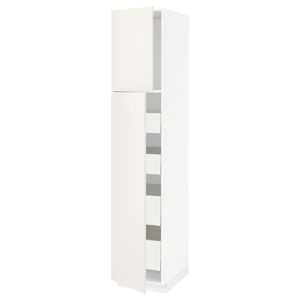 METOD / MAXIMERA hi cab w 2 doors/4 drawers, white/Veddinge white, 40x60x200 cm