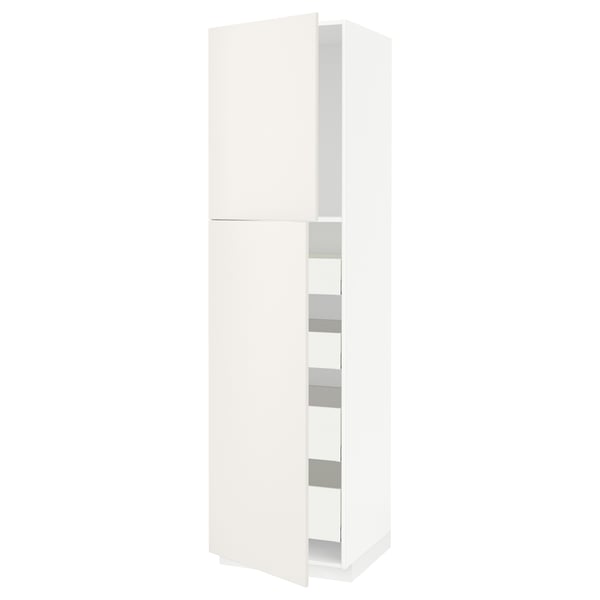 METOD / MAXIMERA - Hi cab w 2 doors/4 drawers, white/Veddinge white, 60x60x220 cm