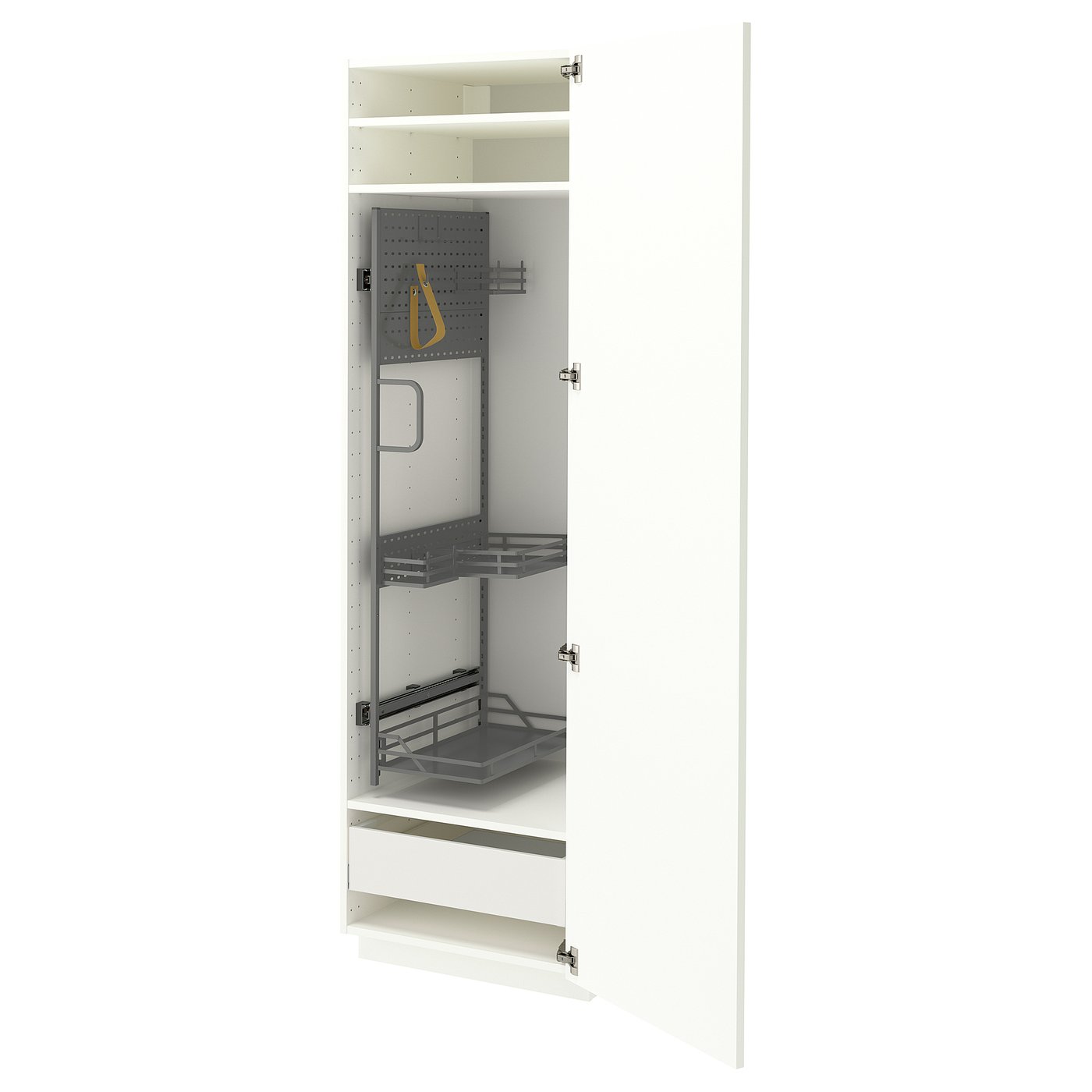 METOD / MAXIMERA high cabinet with cleaning interior, white/Aspudden matt white, 60x60x200 cm
