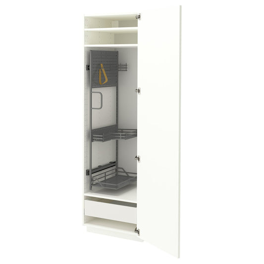METOD / MAXIMERA high cabinet with cleaning interior, white/Aspudden matt white, 60x60x200 cm