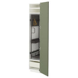 METOD / MAXIMERA high cabinet with cleaning interior, white/Axstad grey-green, 40x60x200 cm