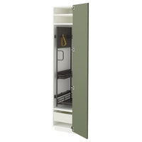 METOD / MAXIMERA high cabinet with cleaning interior, white/Axstad grey-green, 40x60x200 cm