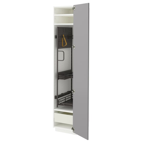 METOD / MAXIMERA - METOD / MAXIMERA High cabinet with cleaning interior, white/Bodbyn grey, 40x60x200 cm